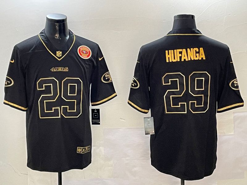 Men San Francisco 49ers 29 Hufanga Black Gold Throwback 2024 Nike Limited NFL Jersey style 6